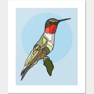 Ruby Throated Hummingbird Posters and Art